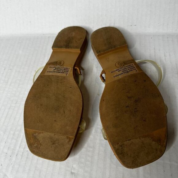 Vacation Size 6 Winnie Clear Nude Skinny Strap Flat Slide Sandals Summer Casual - Picture 3 of 7